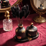 Noir & Gold Fluted Personalized tray set (3 Pcs)