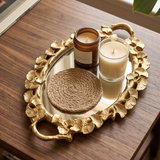 Golden Bloom Mirror Tray