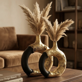 Black Gold Loop Vase Set (2 pcs)