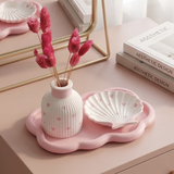 Pink Heart & Shell Vanity Tray set (3 pcs)
