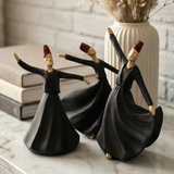 Whirling Dervish Sculpture Set Black (3 pcs)