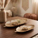 Golden Leaf Decorative Tray Set (Set of 2)