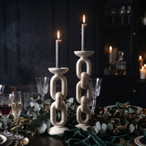 Chain link candle holder pair