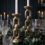 Chain link candle holder pair
