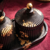Noir & Gold Fluted Personalized tray set (3 Pcs)