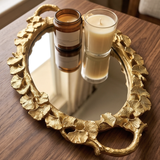 Golden Bloom Mirror Tray