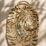 Gold Monstera Mirror Tray