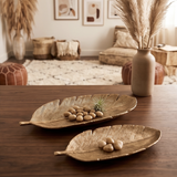 Golden Leaf Decorative Tray Set (Set of 2)