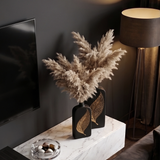 Black Matte Vase with Gold Leaf Engraving (2 pcs)