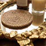 Golden Bloom Mirror Tray