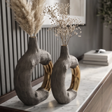 Dark Wood & Gold Donut Vase (2 Pcs)