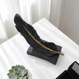 Black & Gold Feather Quill Sculpture