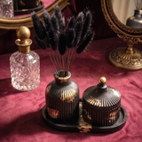 Noir & Gold Fluted Personalized tray set (3 Pcs)