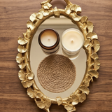 Golden Bloom Mirror Tray