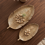 Golden Leaf Decorative Tray Set (Set of 2)