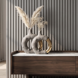 Dark Wood & Gold Donut Vase (2 Pcs)