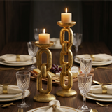 Chain link candle holder pair
