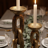 Chain-link candleholder pair
